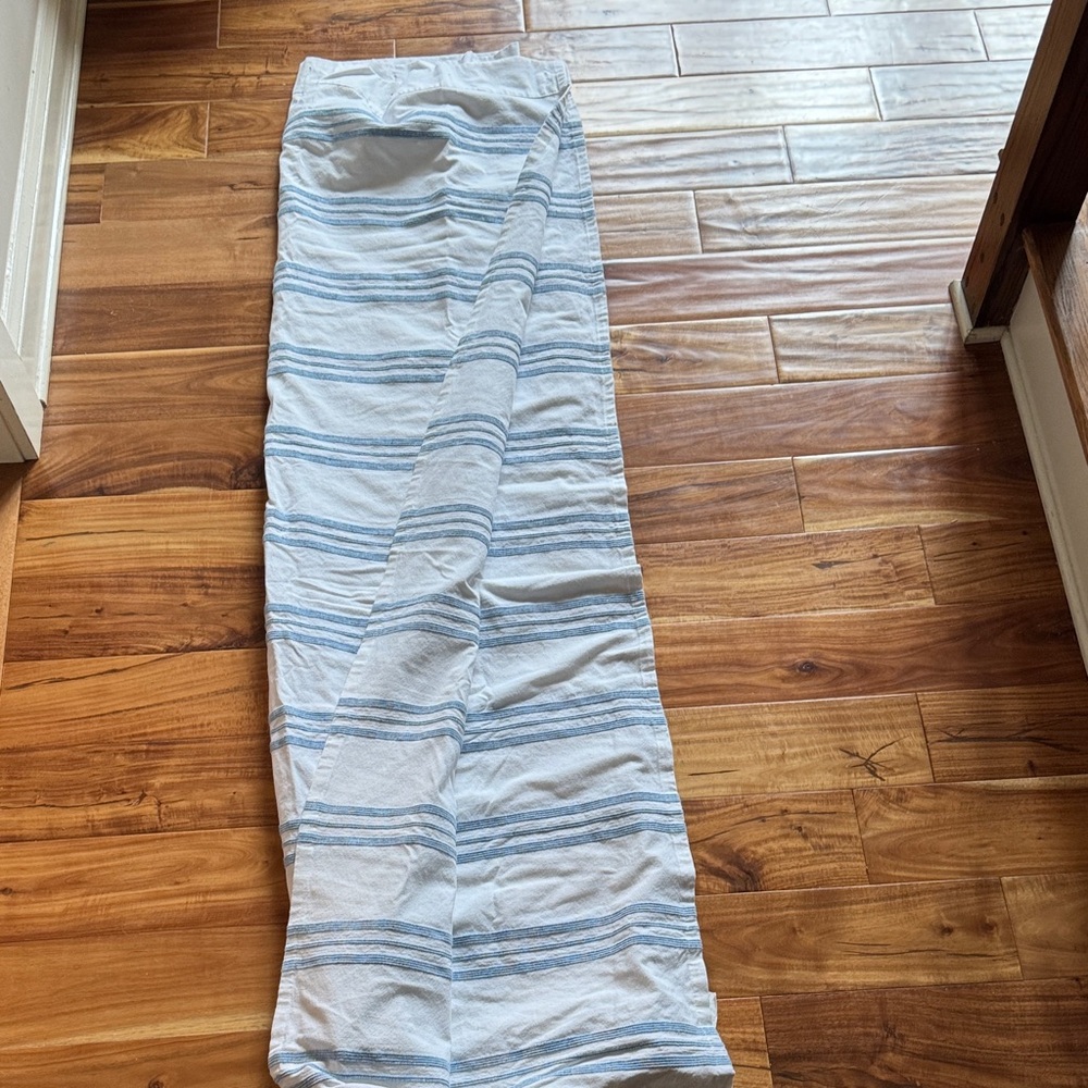 Striped Blue and White Fabric Shower Curtain
